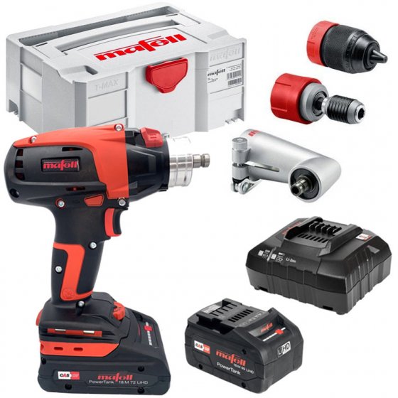 MAFELL 91C921 ASB 18 CORDLESS 18V IMPACT DRILL DRIVER KIT WITH 1 X 4.0AH 18 M 72 (LiHD) & 1 X 18 M 99 (LiHD) 5.5Ah BATTERY, CHARGER, CHUCK, ANGLE ATTACHMENT AND T-MAX CASE 