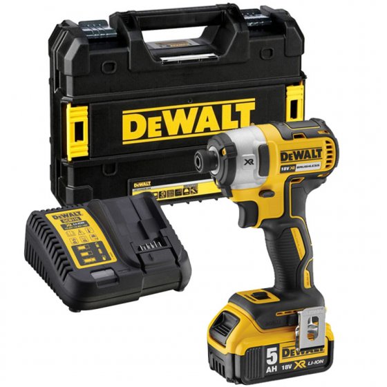 DEWALT DCF887P1-GB 18V XR BRUSHLESS IMPACT DRIVER WITH 1 X 5.0AH BATTERY