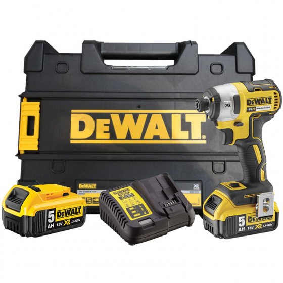 DEWALT DCF887P2 18V XR BRUSHLESS IMPACT DRIVER WITH 2 X 5.0AH BATTERIES