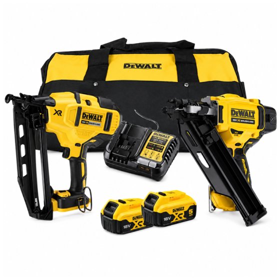 DEWALT DCK246P2 18V 5.0AH NAIL GUN 1ST AND 2ND FIX TWIN PACK 