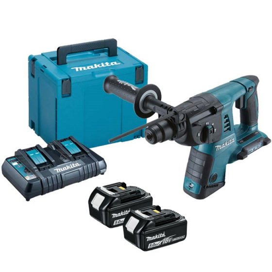 MAKITA DHR263B5X2 TWIN 18V ROTARY HAMMER SDS+ 26mm 2x5.0ah batteries