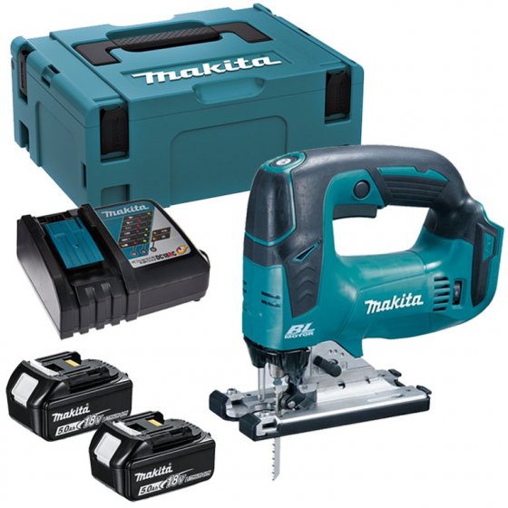 MAKITA DJV182RTJ CORDLESS 18V LXT BRUSHLESS D HANDLE STYLE JIGSAW KIT WITH 2X5.0AH BATTERIES, CHARGER & MAKPAC CASE