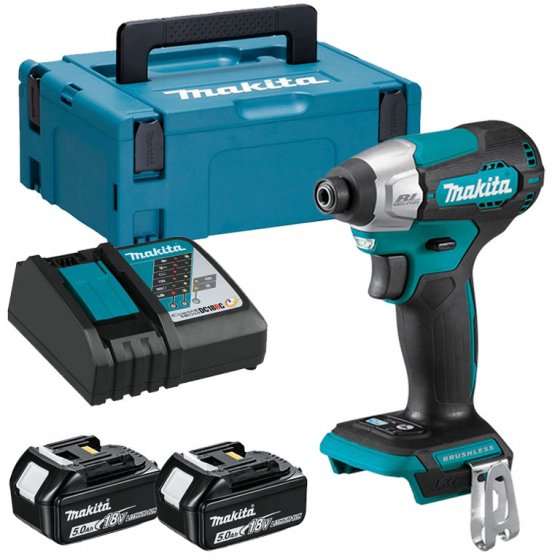 MAKITA DTD157 18V LXT BRUSHLESS SUB-COMPACT IMPACT DRIVER KIT WITH 2X5.0AH BATTERIES, CHARGER & MAK CASE