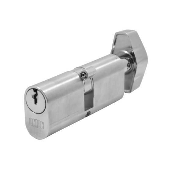 UNION J2X13-BB 5-PIN OVAL KEY & TURN CYLINDER - 74MM (37/37) - SATIN CHROME FINISH