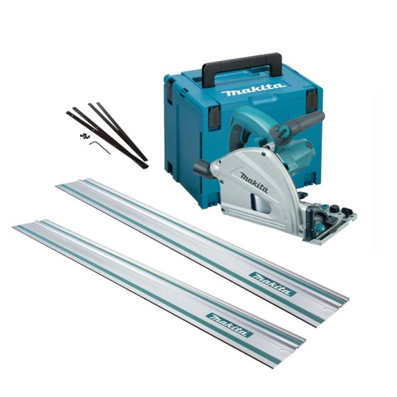 MAKITA SP6000J (240V) 165MM PLUNGE SAW KIT WITH 2 X 1.5M GUIDE RAIL AND GUIDE RAIL CONNECTOR