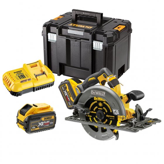 DEWALT DCS579X2-GB 54V FELEXVOLT BRUSHLESS HIGH POWER 190MM CIRCULAR SAW (FITS RAIL) WITH 2X9.0AH BATTERIES, CHARGER & CASE 