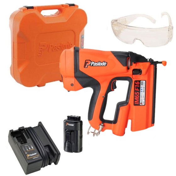Paslode IM65 F16 Straight 2nd Fix Finishing Nail Gun Nailer Kit 916575