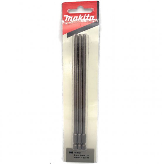 MAKITA P-67804 AUTOFEED SCREWDRIVER BIT, PH2 (177MM LONG) FOR DFR550, BFR550 AND 6843 AUTO FEED SCREWEDRIVERS - PACK OF 3 