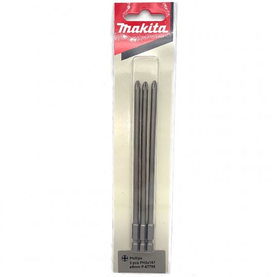 MAKITA P-67795 AUTOFEED SCREWDRIVER BIT, PH2 (157MM LONG) FOR DFR550, BFR550 AND 6843 AUTO FEED SCREWEDRIVERS - PACK OF 3