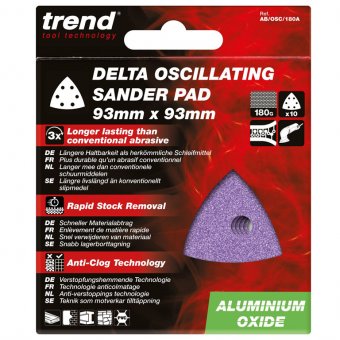 TREND AB/OSC/180A ALUMINIUM OXIDE DELTA 93MM 180 GRIT SANDING SHEET, PACK OF 10