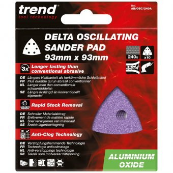 TREND AB/OSC/240A ALUMINIUM OXIDE DELTA 93MM 240 GRIT SANDING SHEET, PACK OF 10