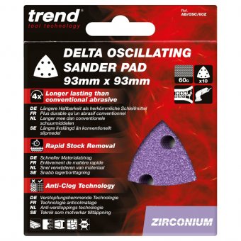 TREND AB/OSC/60Z ZIRCONIUM DELTA 93MM 60 GRIT SANDING SHEET, PACK OF 10