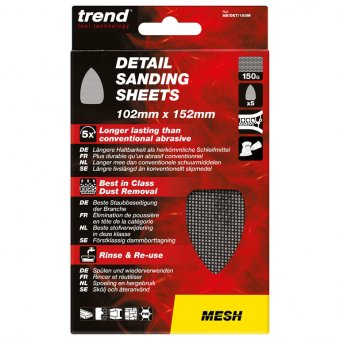 TREND AB/DET/150M MESH 102 X 152MM DIAMETER 150 GRIT DETAIL SANDING SHEET, PACK OF 5
