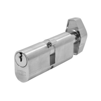 UNION J2X13-BB 5-PIN OVAL KEY & TURN CYLINDER - 74MM (37/37) - SATIN CHROME FINISH
