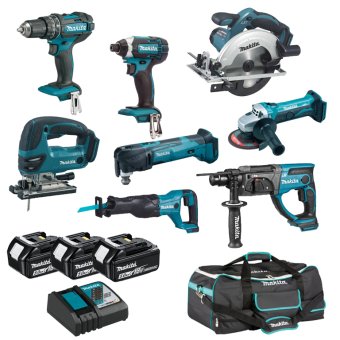 MAKITA 18V 8 PIECE KIT WITH 3 X 5AH BATTERIES, CHARGER AND TOOL BAG