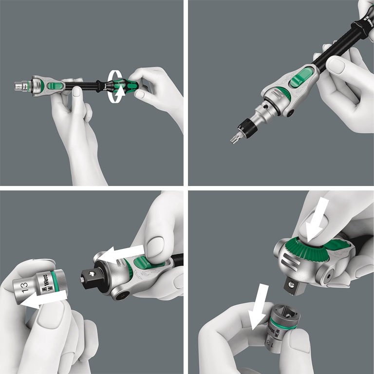 Wera 05004016001 8100 SA 6 Zyklop Metric Speed Ratchet Set – 28-Piece, 1/4-Inch Drive, Multi-Function Ratchet
